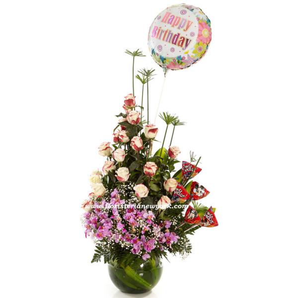 Bombonera con Rosas, Chocolates y Globo - Edición Espléndido